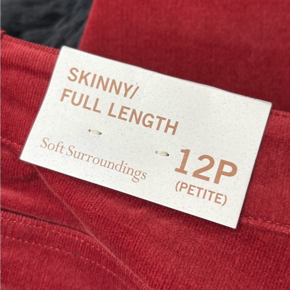 Soft Surroundings Burgundy Corduroy High Rise Skinny Pants size 12P petite - Picture 11 of 14